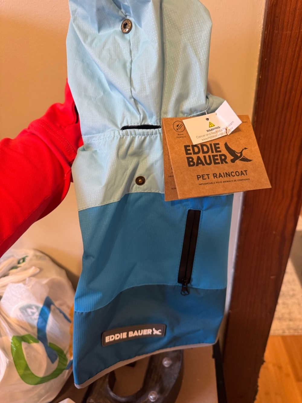 Eddie Bauer Light Blue & Teal Pet Raincoat with Hood